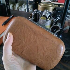 Alexander McQueen Tan Leather Clutch with Silver Handle